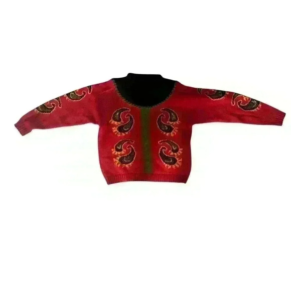 Vgt Rare Bogner Paisley Print Mock Neck Sweater Sz m Comfy Preppy Ski Snowboard - Picture 1 of 8